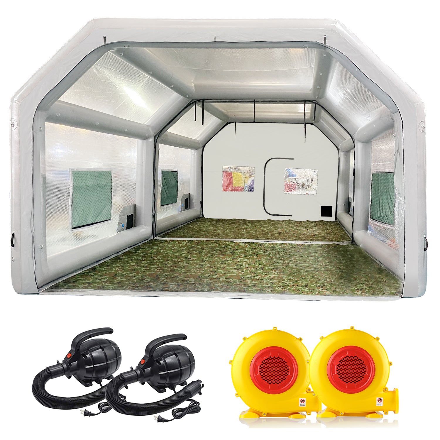 Sewinfla Airtight Waterproof Paint Booth 28x15x11FT with 2 Blowers  (950W+950W) -New Version Airtight Spray