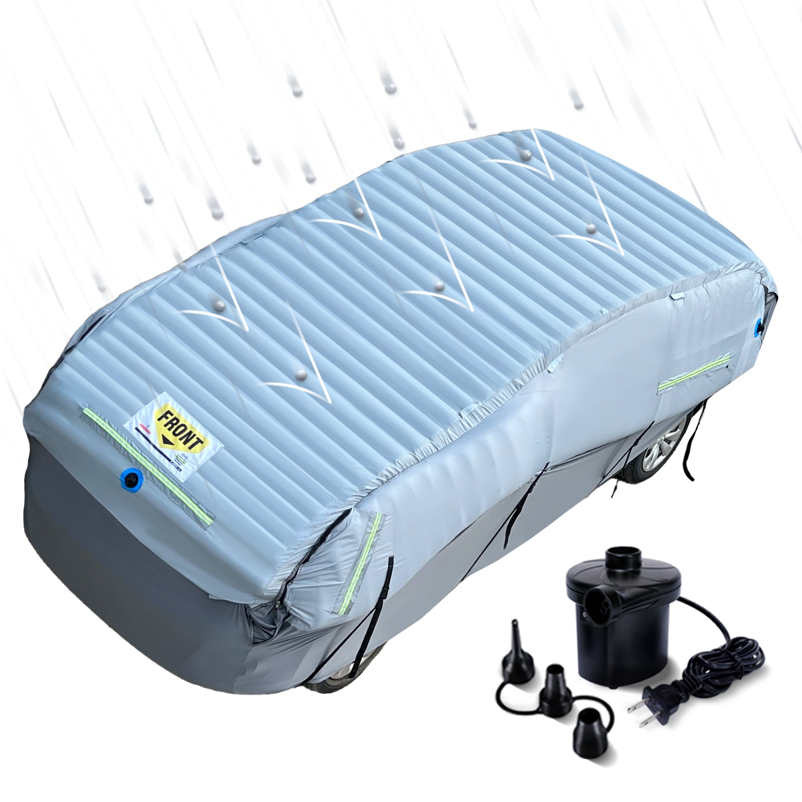WARSUN Inflatable Hail Proof Car Cover with Full Cover Airbag, Foldable Anti Hail Outdoor Car Cover For Sedan in Length Between 106"-172''（With Air Pump）