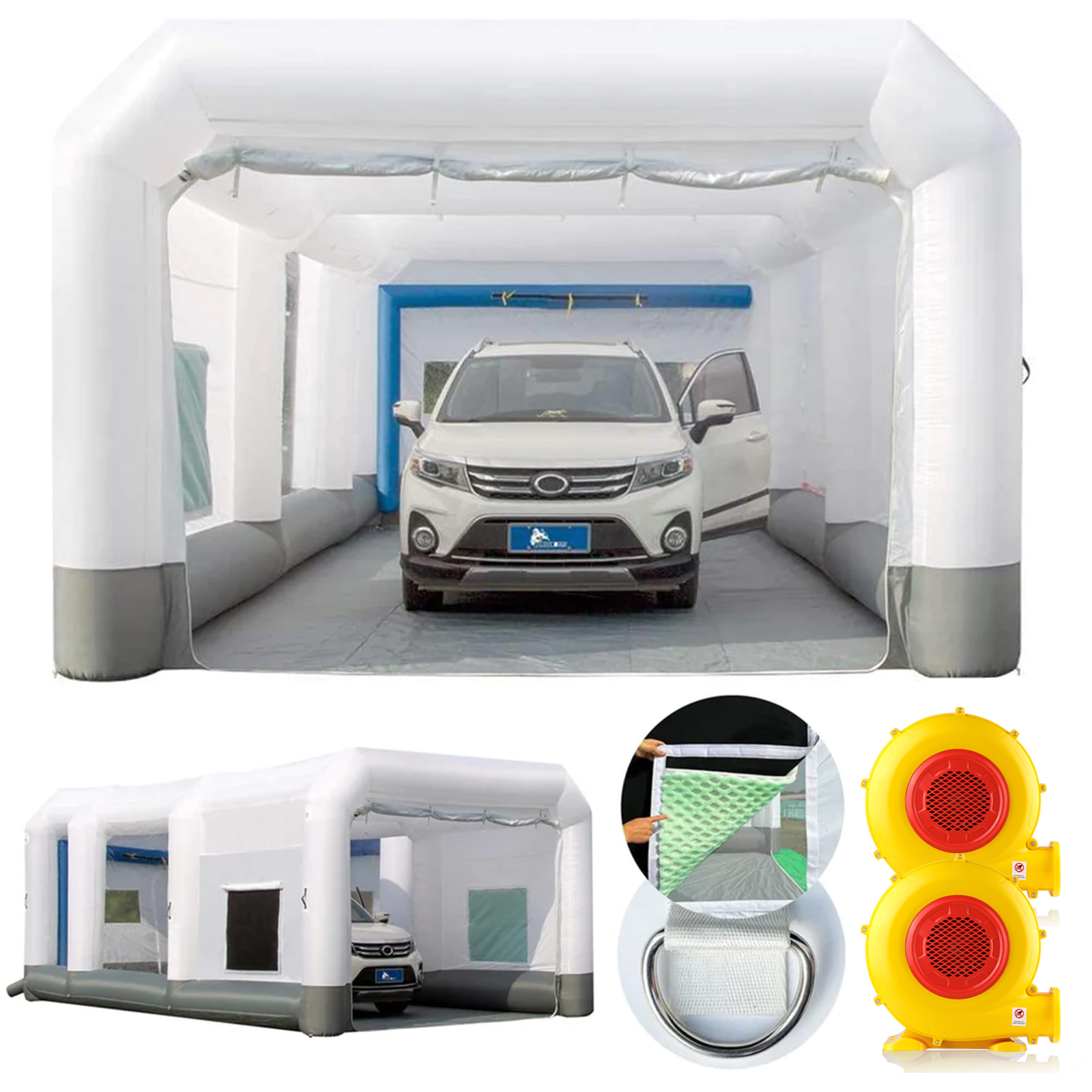 GORILLASPRO Inflatable Paint Booth 26x15x10F with (750W + 950W) Blowers, Upgrade Air Filter System, More Durable Portable Spray Painting Tent Booth