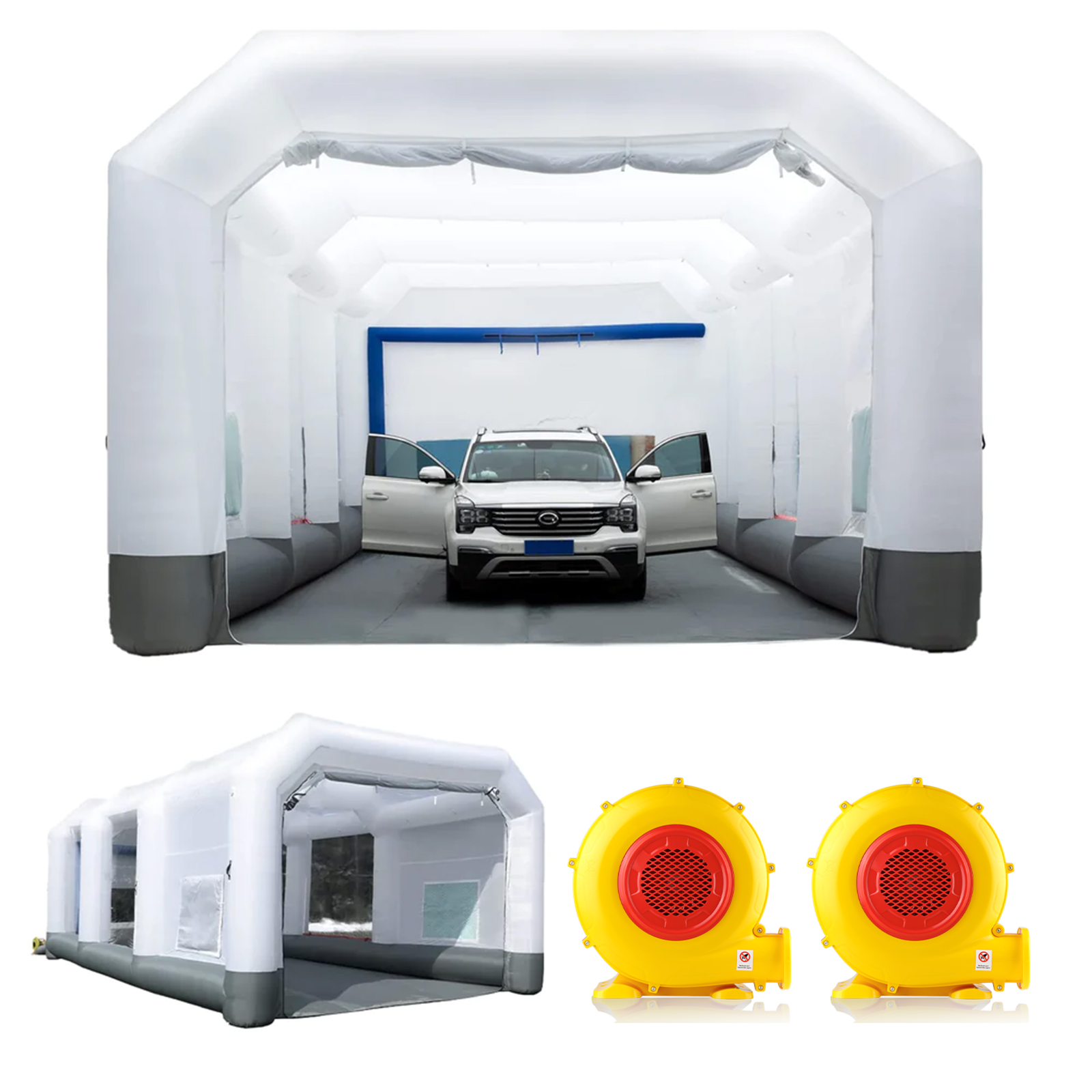 GORILLASPRO Inflatable Paint Booth 33X20X15Ft with 2 Blowers (750W+1100W) Large Inflatable Spray Booth More Durable,Perfect for SUV & Semi-trunk