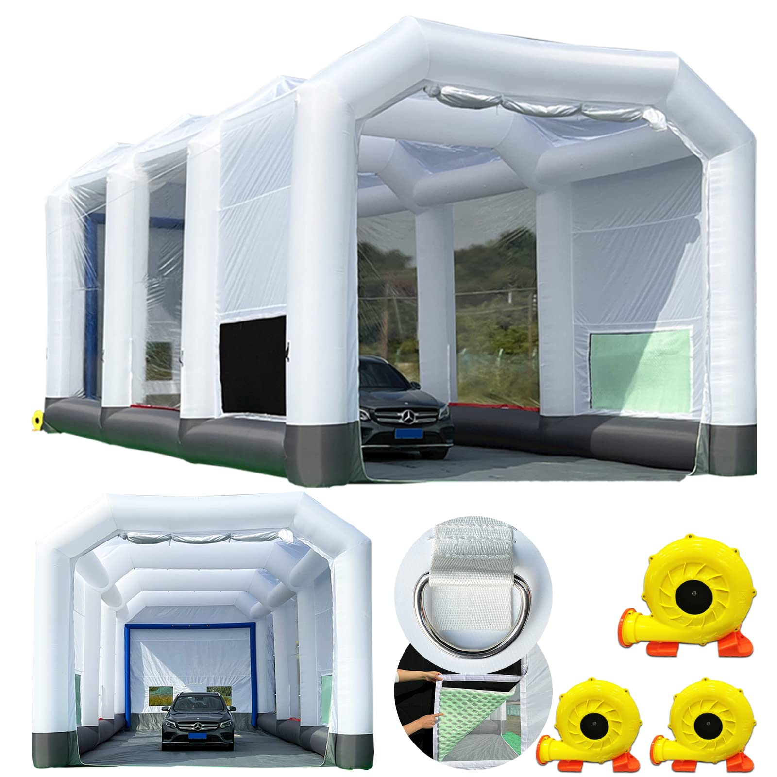 GORILLASPRO Inflatable Spray Paint Booth 40X20X13Ft with 3 Blowers  (1100W+750W+750W), Large Mobile Portable Truck Paint Booth for Big Items  Painting