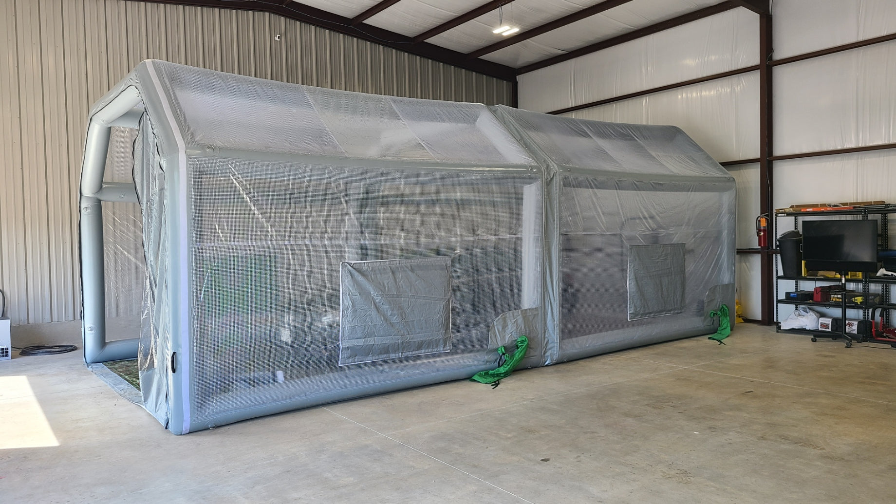 Custom Sewinfla Airtight Waterproof Paint Booth 24x15x10FT with 2 Blowers (1100W+1100W) -New Version Airtight Spray Paint Booth Durable Portable Paint Booth Perfect Solution for Overspray Problem