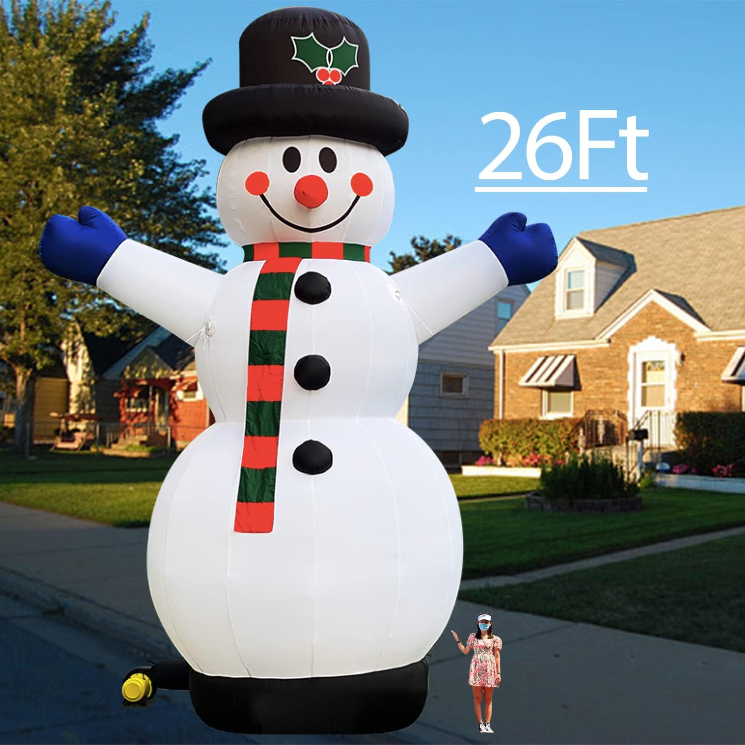 26Ft Giant Inflatable Snowman for Christmas with Blower Snowman Inflatable Outdoor Yard Decoration Lawn Xmas Party Blow Up Decoration with No Light