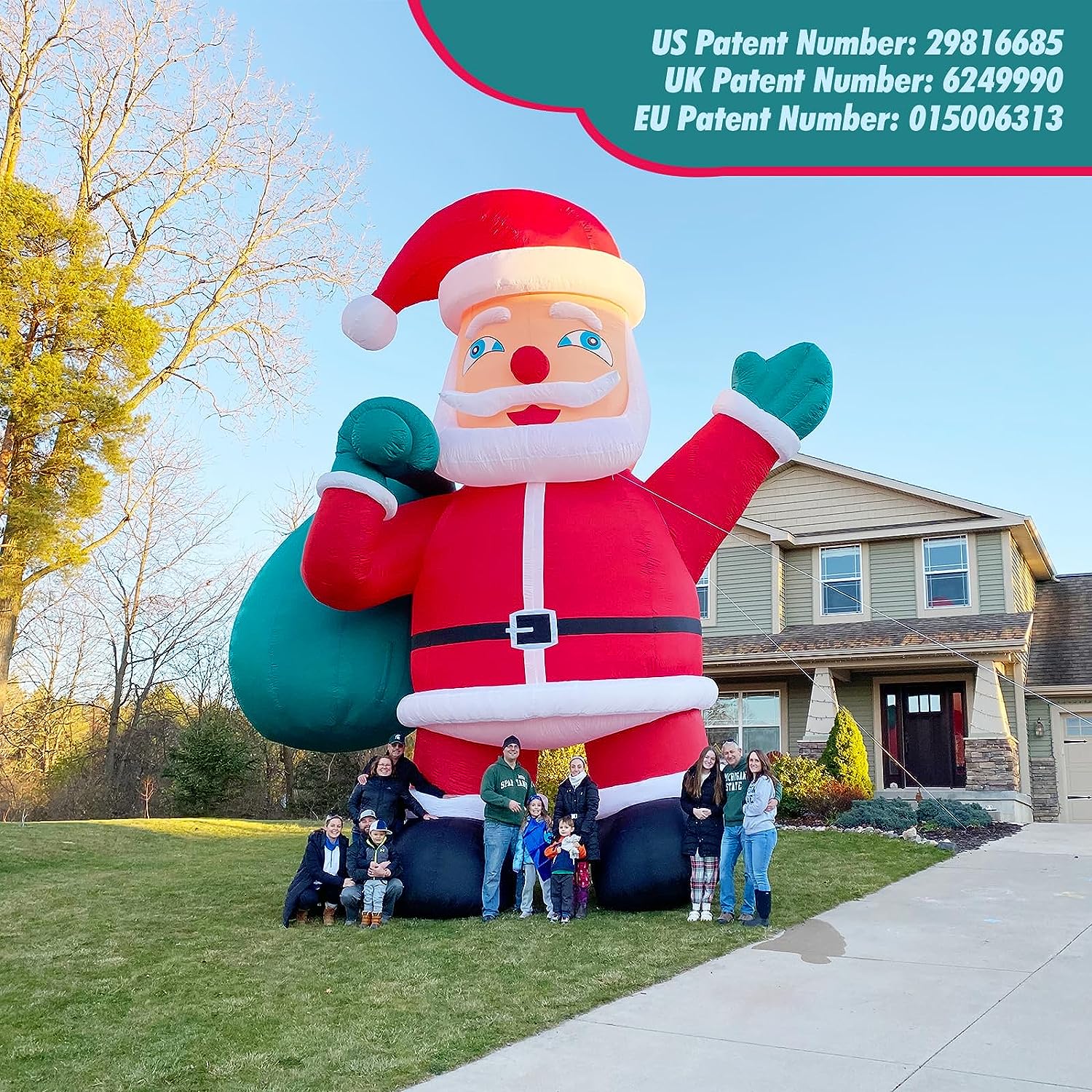 Giant 26Ft Premium Inflatable Santa Claus with Blower for Christmas Yard Decoration Outdoor Yard Lawn Xmas Party Blow Up Decoration with No Light