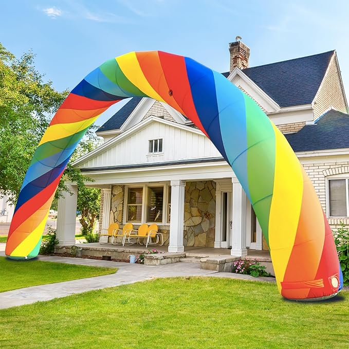 26ft Giant Inflatable Rainbowed Arches -Advertising Birthday Party Celebration Garden Decoration-Blow Up Archway Wedding Decorative Signs Event Entrance With 250W Blower