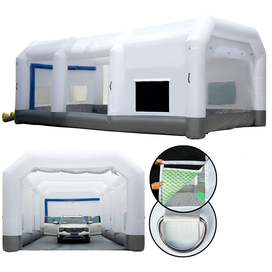GORILLASPRO Inflatable Paint Booth 33X20X15Ft, Large Inflatable Spray Booth ,More Durable,Perfect for SUV & Semi-trunk Painting (Excludes Blower)