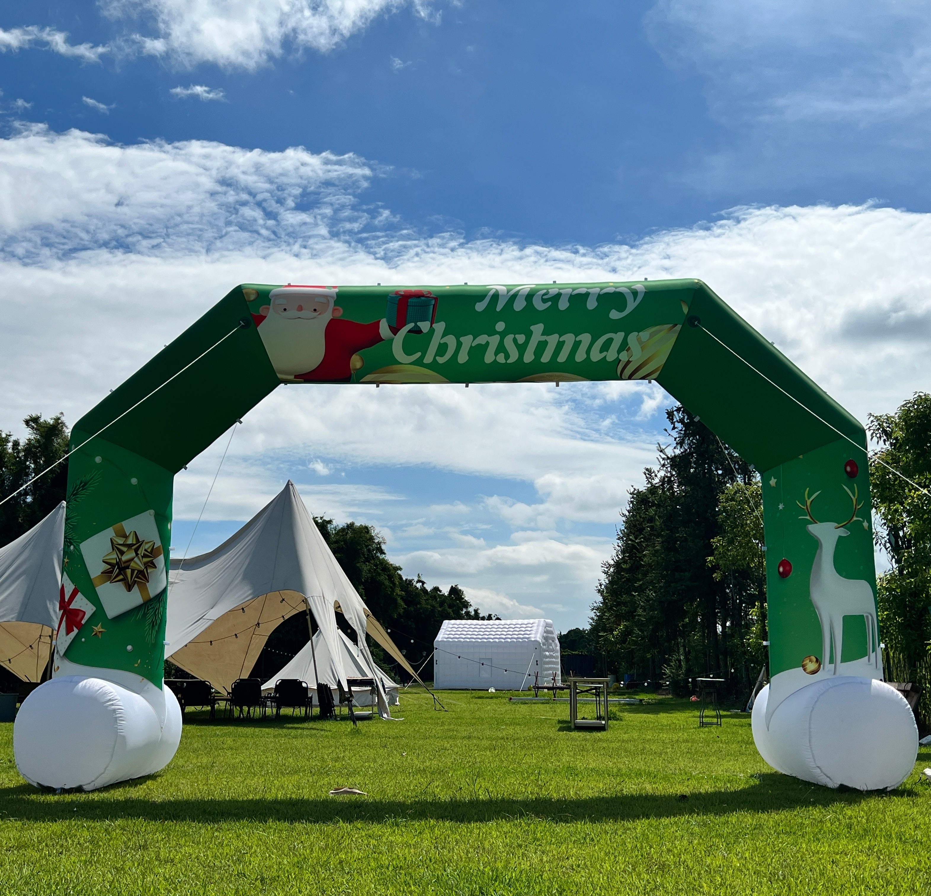 Christmas 20Ft Inflatable Arch Decoration with 250W Blower, Green Christmas Inflatable Snowman Archway for Xmas Party Arch and Outdoor Decoration