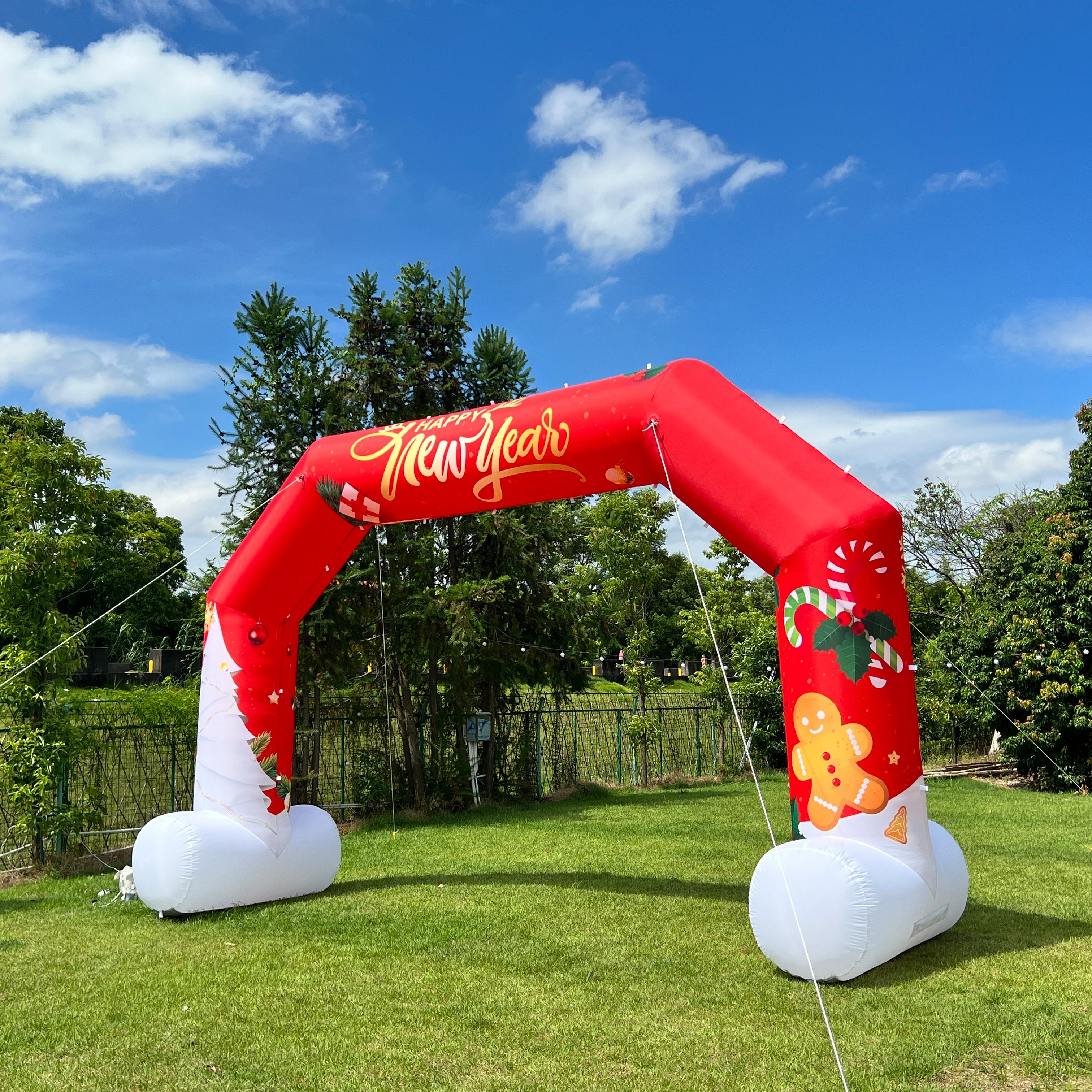Christmas 20Ft Inflatable Arch Decoration with 250W Blower, Red Christmas Inflatable Snowman Archway for Xmas Party Arch and Outdoor Decoration