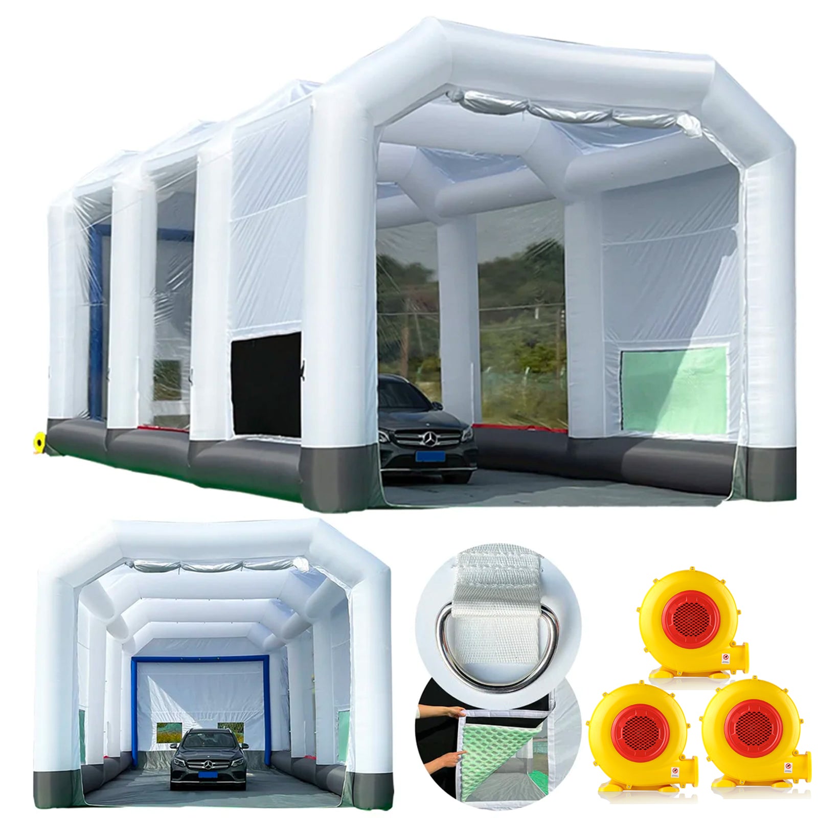GORILLASPRO Inflatable Spray Paint Booth 42.5X21.5X18.6Ft with 3 Blowers (950W+750W+750W), Large Portable Auto Paint Booth for Trucks, Aircraft or Other Big Items Painting