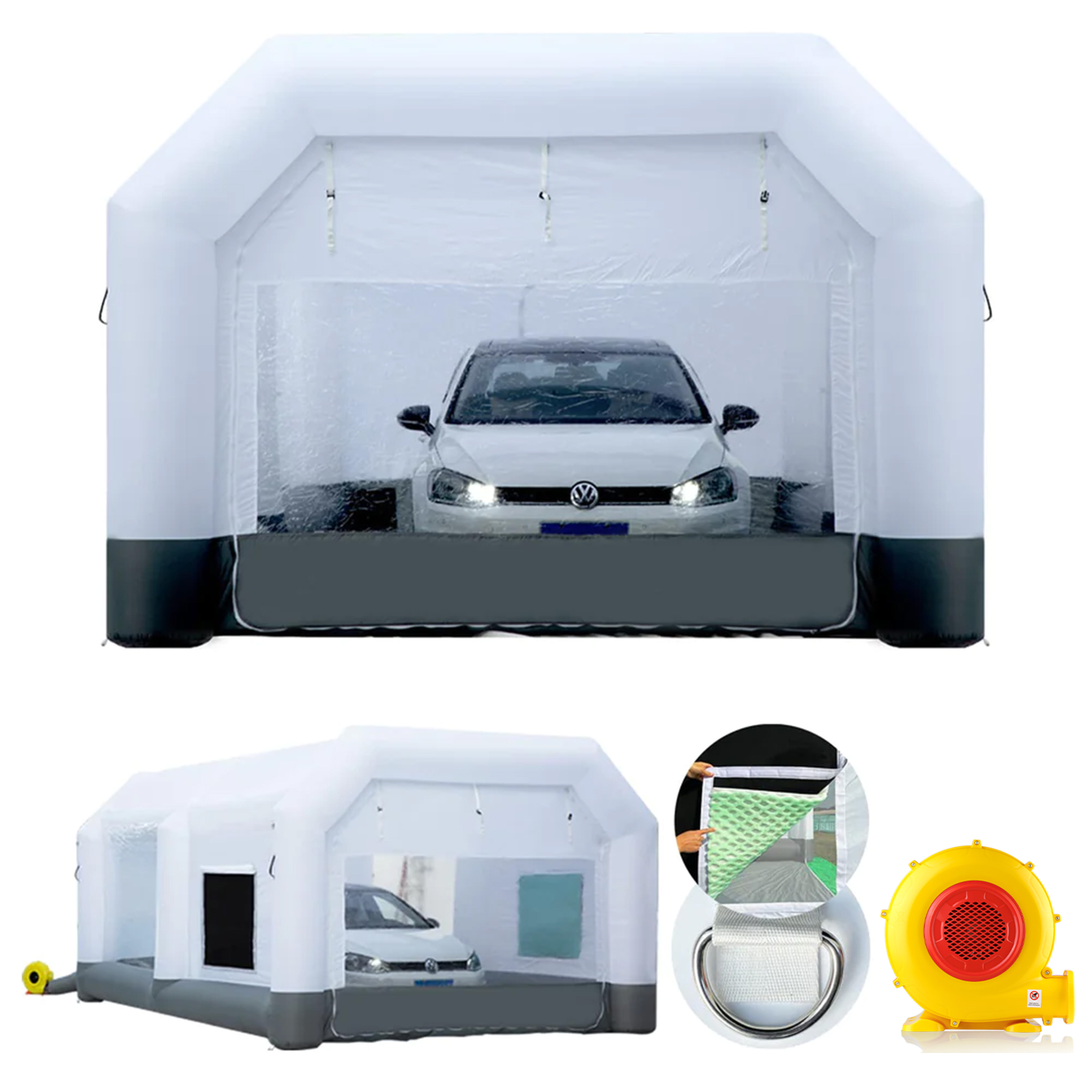Inflatable Spray Booth Car Paint Tent 20x13x8.5 ft w/ Filter & 2 Blowers