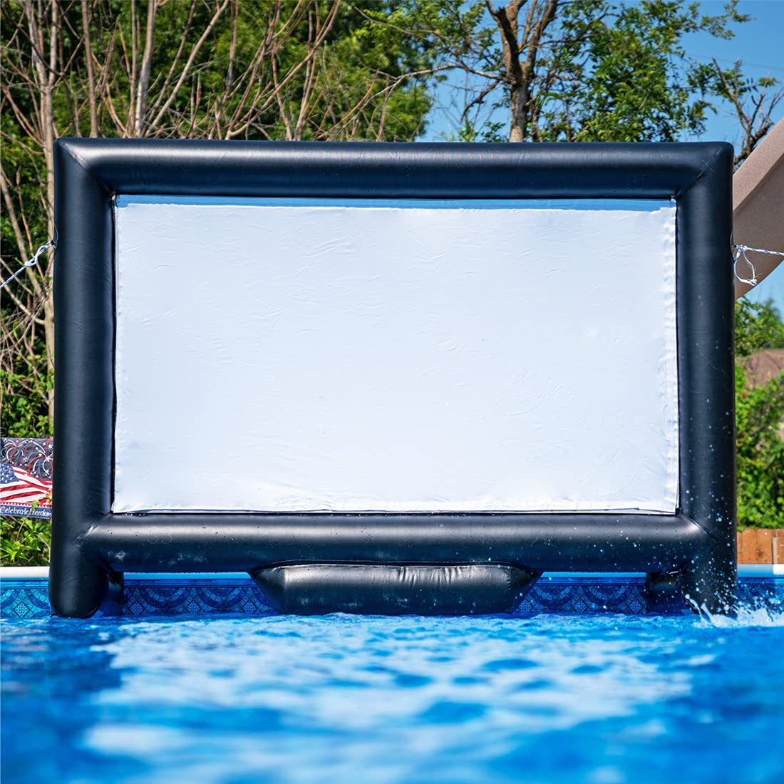 Sewinfla Outdoor Movie Screen 10ft- Upgraded Airtight Design Inflatable Movie Projector Screen for Outdoor/Indoor Use - No Need to Keep Inflating - Supports Front and Rear Projection
