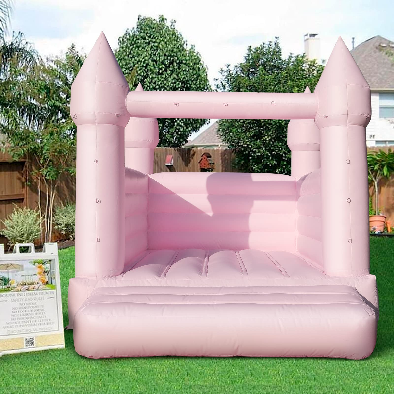 WARSUN Pink Bounce House 13x10x10FT / 4x3x3m with Blower 100% PVC Inflatable Bouncy House Castle with Large Jumping Area & D-Rings Decorate, Bounce House Castle for Wedding Birthday Party Photography Business