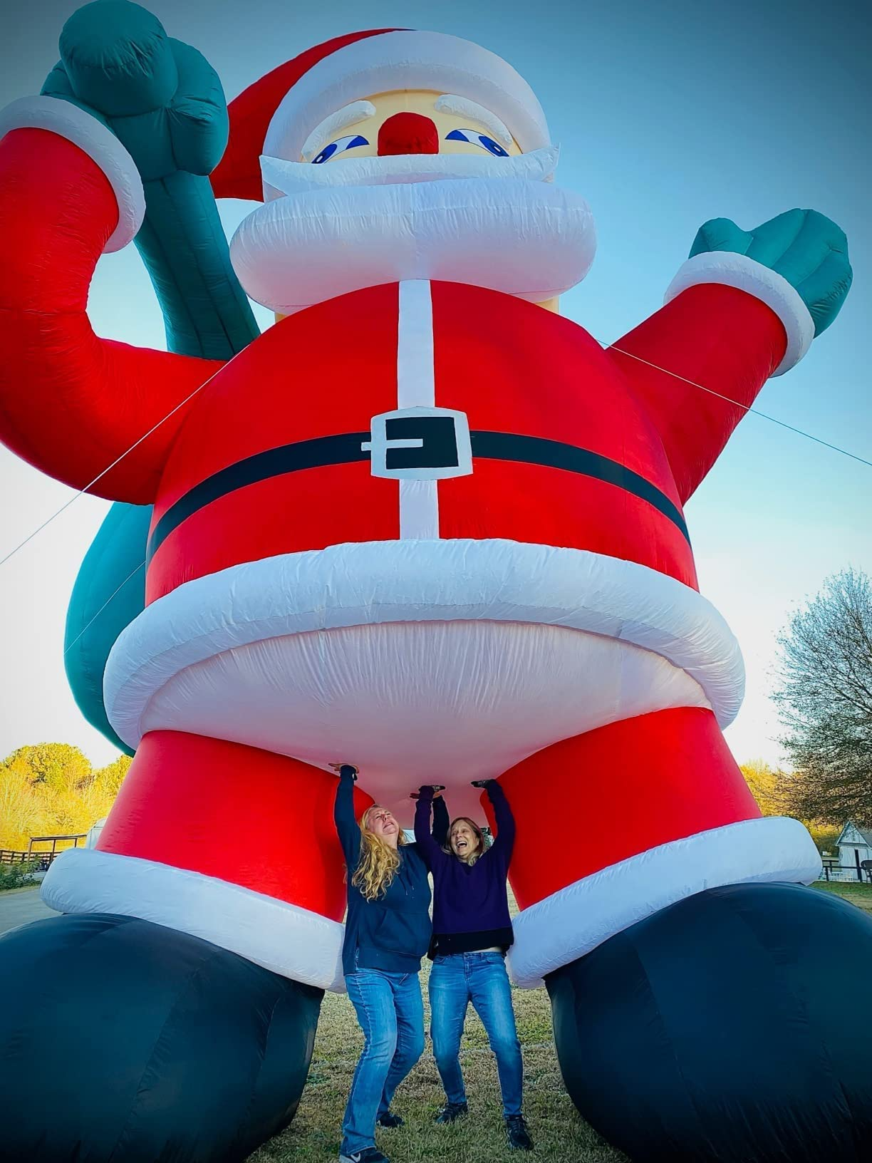 Giant 26Ft Premium Inflatable Santa Claus with Blower for Christmas Yard Decoration Outdoor Yard Lawn Xmas Party Blow Up Decoration with No Light