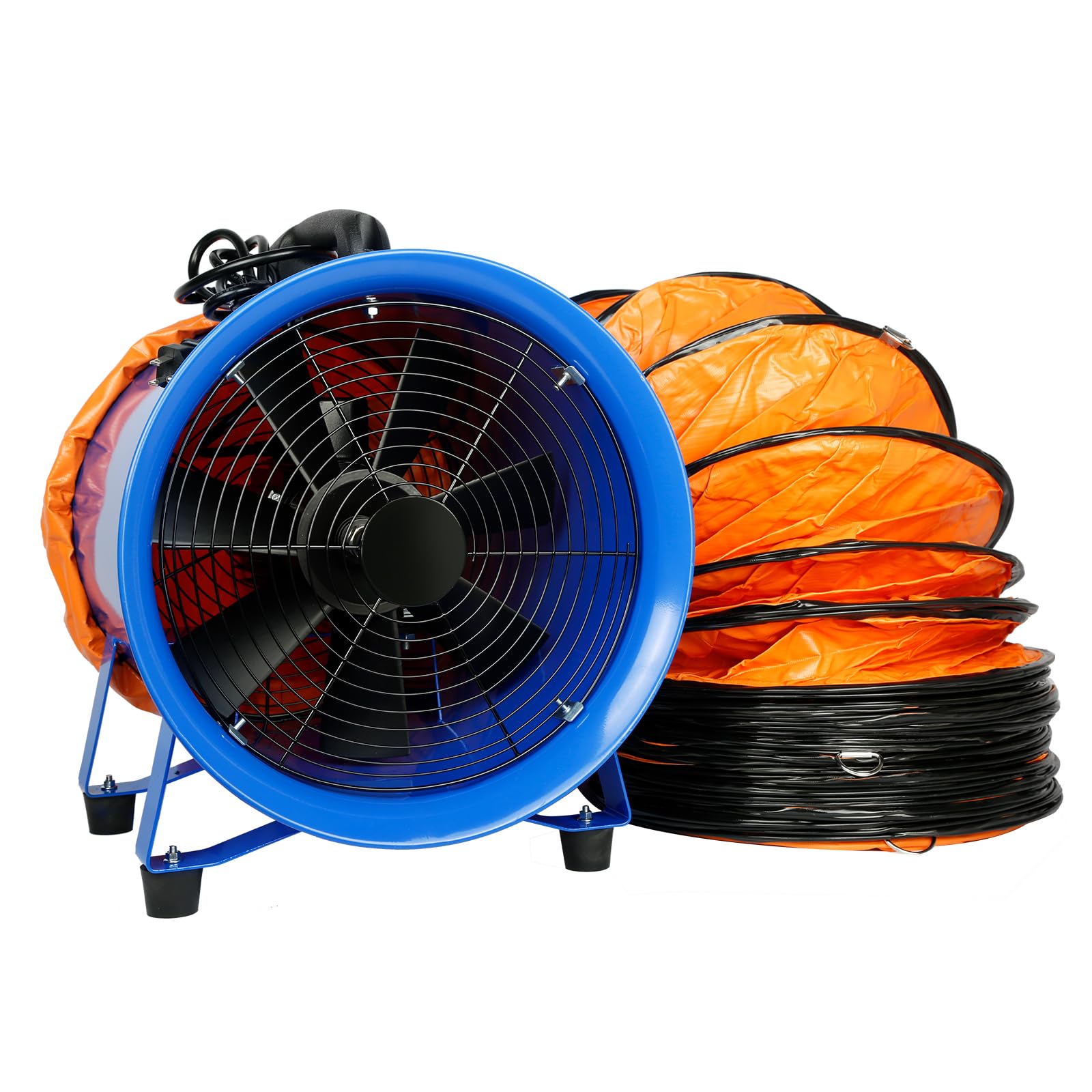 WARSUN Utility Blower 520W 12inch Exhaust Axial Fan 4100 m3/h High Velocity Portable Extractor Fan with 33Ft Duct Hose Portable Ventilator for Exhausting & Ventilating at Home or Workplace 370PA