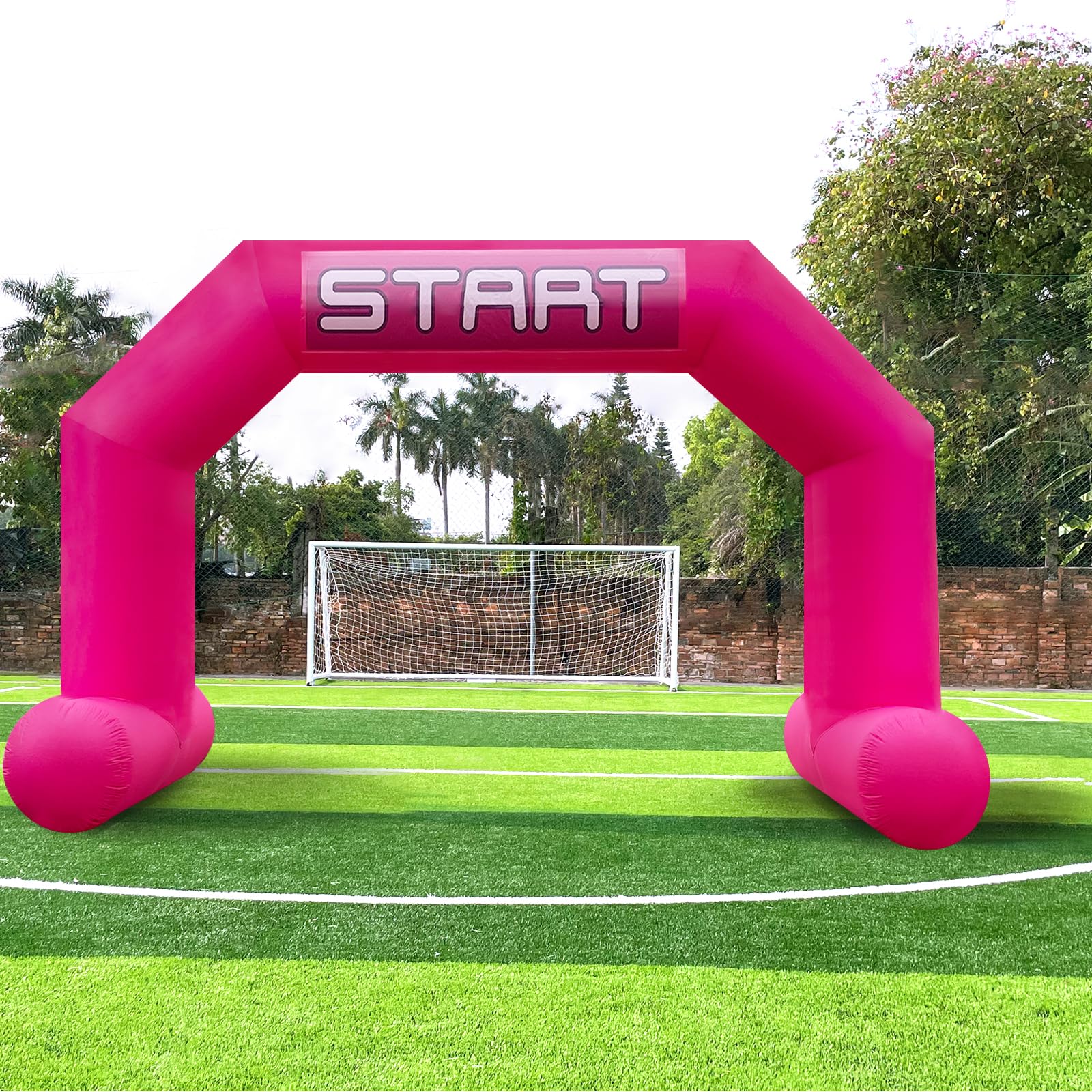 Sewinfla 20ft Inflatable Start Finish Line Arch Pink with External 250W Blower, Outdoor Inflatable Archway for Party Race Advertising Commerce