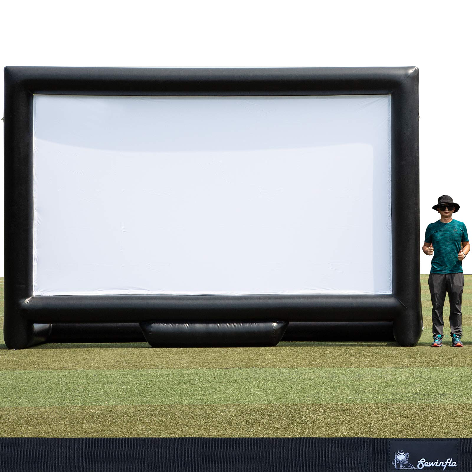 Sewinfla Upgraded Airtight Inflatable Movie Projector Screen 19ft- Outdoor Movie Screen - No Need to Keep Inflating - Supports Front and Rear Projection
