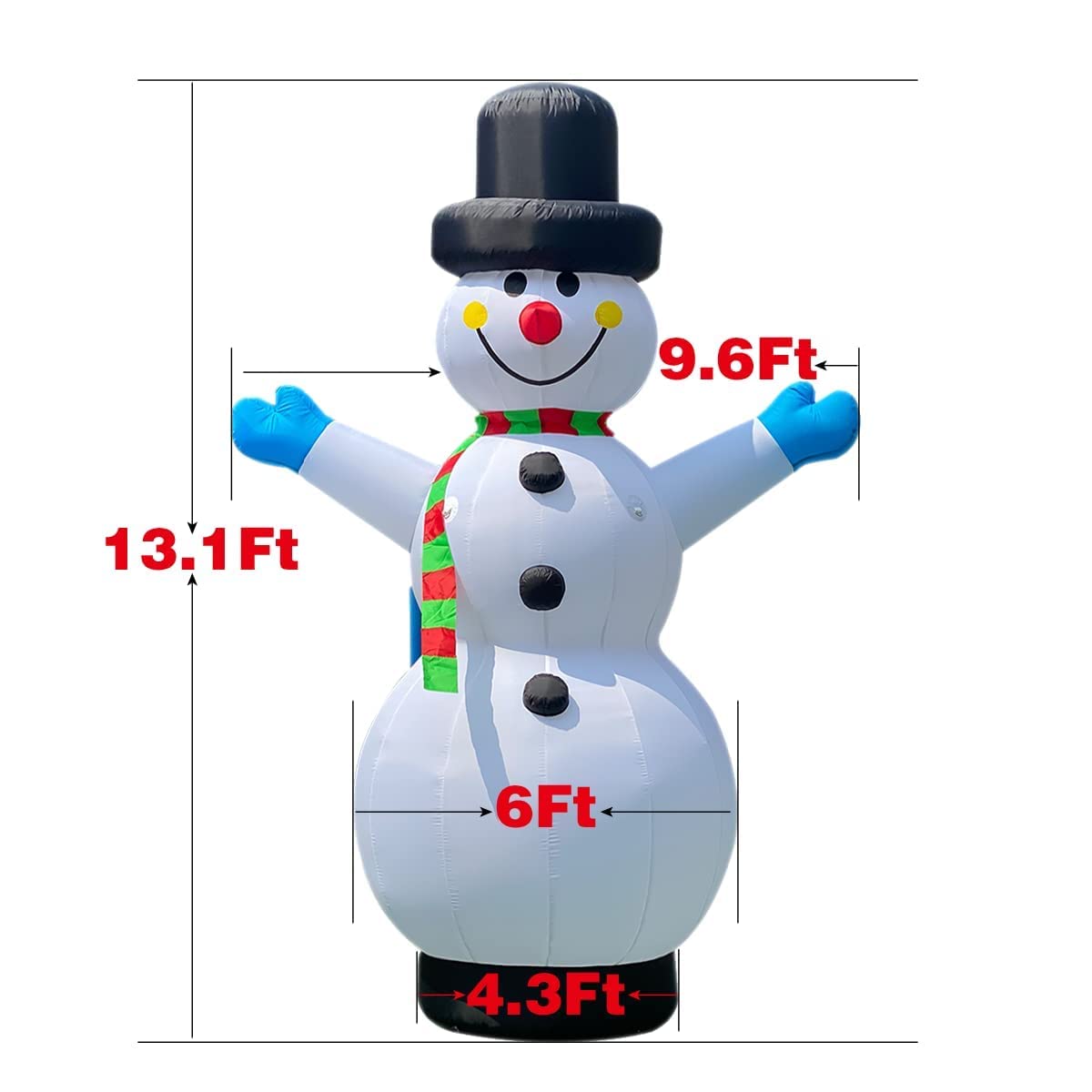 13Ft Christmas Inflatable Snowman Lighted with Blower Snowman Inflatable Outdoor Yard Decoration Lawn Xmas Party Blow Up Decoration with Light