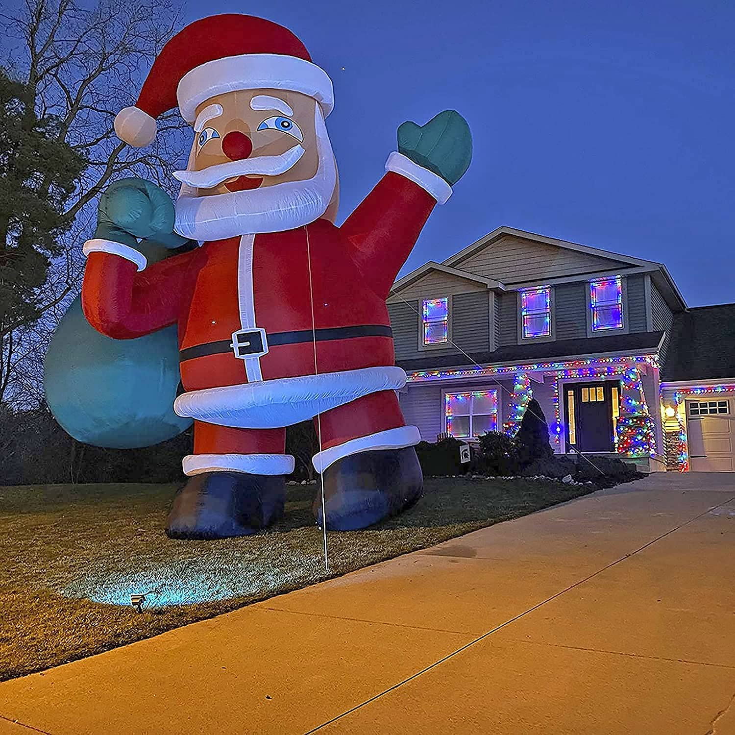 Giant 20Ft Premium Inflatable Santa Claus with Blower for Christmas Yard Decoration Outdoor Yard Lawn Xmas Party Blow Up Decoration with No Light