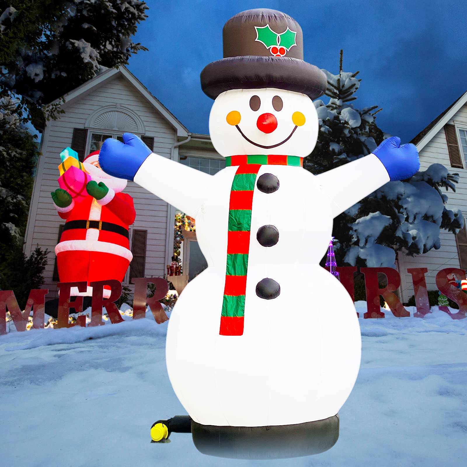 40Ft Giant Inflatable Snowman for Christmas with Blower Snowman Inflatable Outdoor Yard Decoration Lawn Xmas Party Blow Up Decoration with No Light