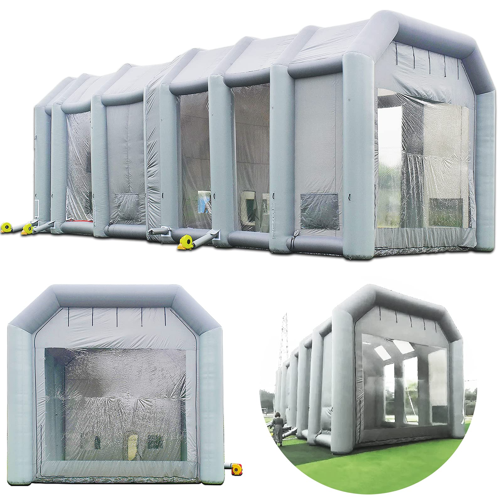 Sewinfla Professional Inflatable Paint Booth 56X25X20Ft/17X7.6X6m Environmentally-Friendly Air Filter System Portable Paint Booth More Durable Inflatable Spray Booth with Powerful Blowers