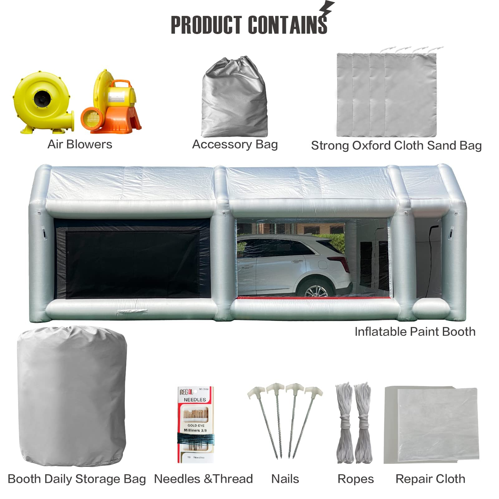 28X15X10FT Inflatable Spray Paint Booth Tent with Upgrade High-Power  Blowers 950W+950W, Professional Car Workstation Portable Auto Paint Booth  for