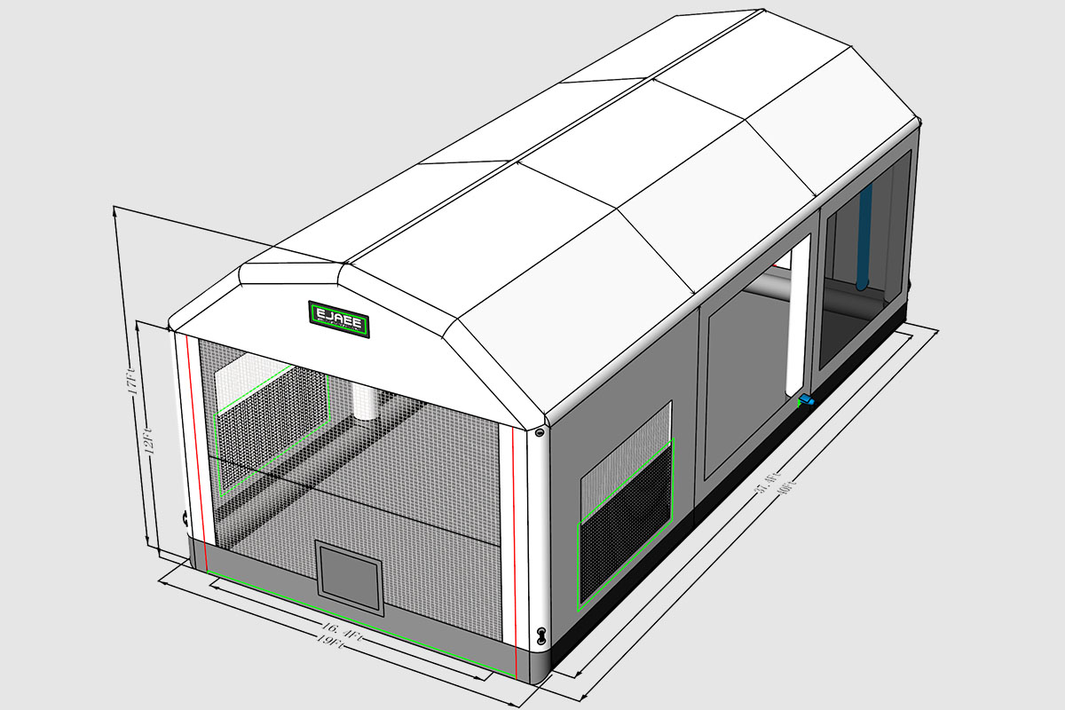 airtight Inflatable spray paint tent 13x15x12Ft 5