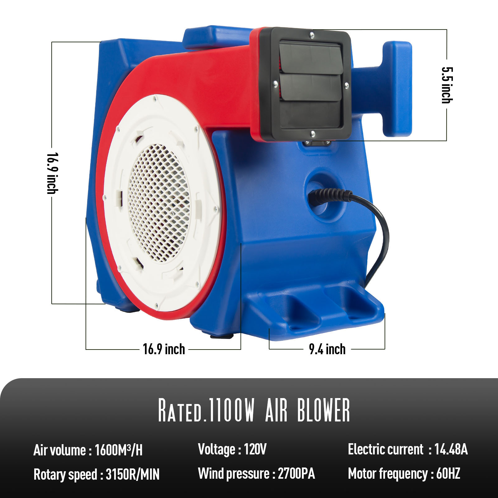 powerful 1100W air blower